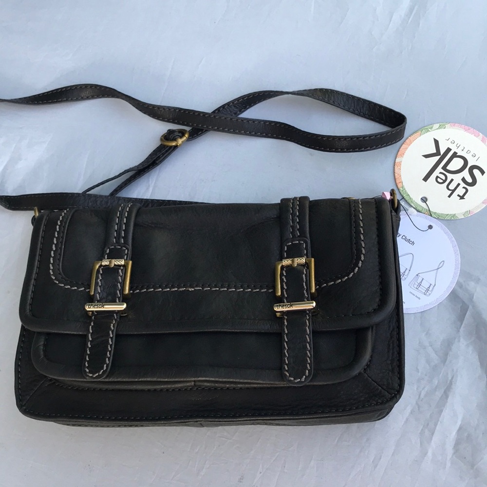 The Sak Black leather purse handbag clutch ~ NWT